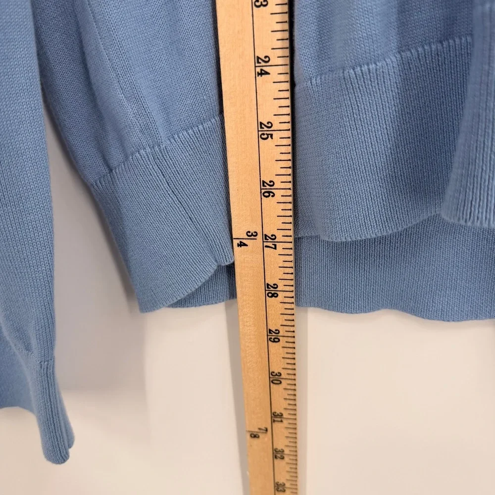 Lands End Shirt‎ Mens Supima Cotton Blue VNeck Coastal Preppy Lightweight M